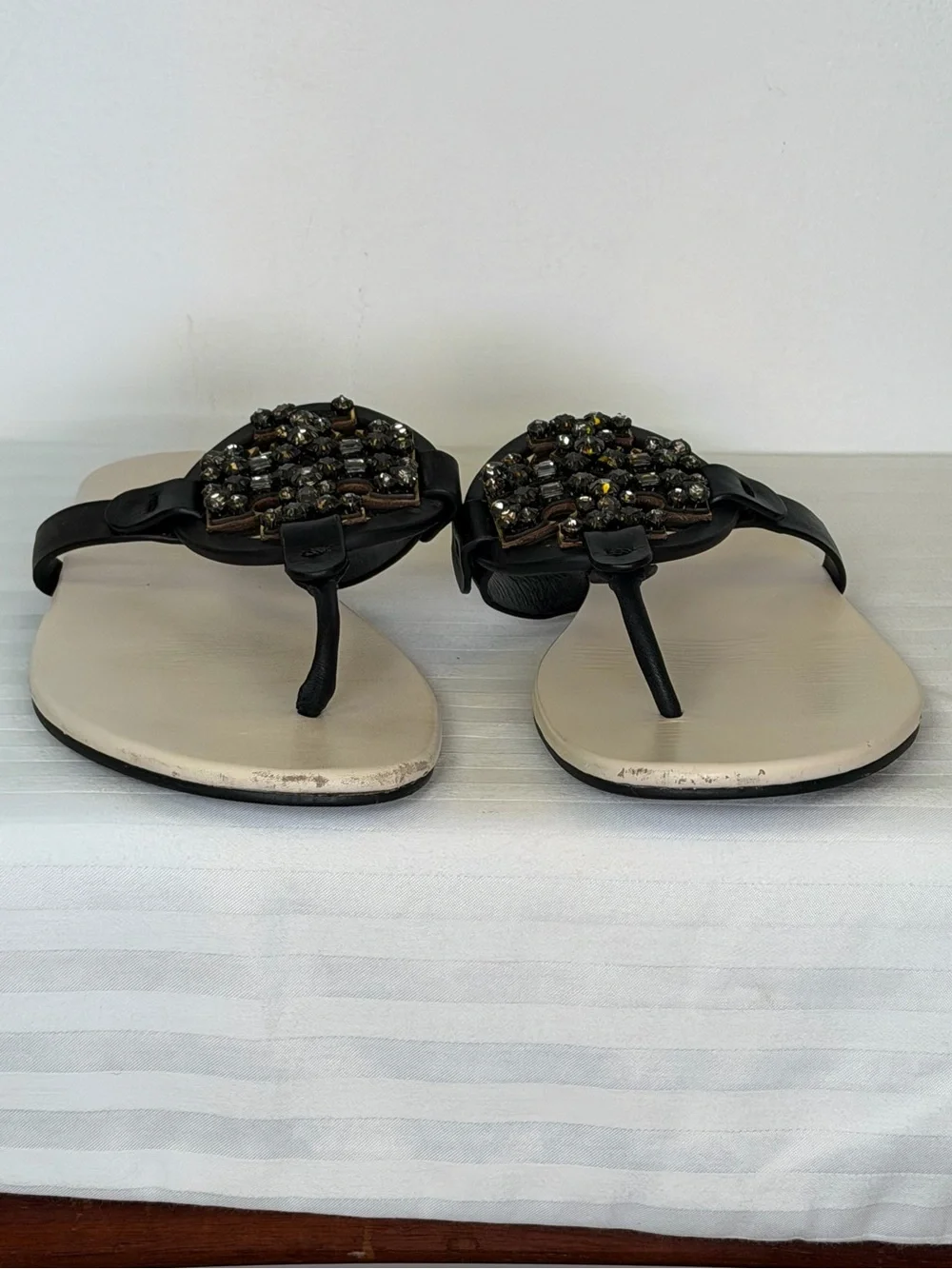 Tory Burch ‘Miller’ Crystal Embellished Iconic Logo Soft Sandals Women’s Size 8